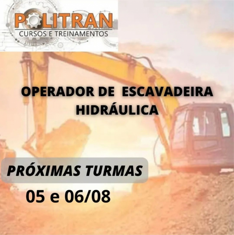 Curso de Operador de Escavadeira Hidráulica com Garra Preço Vila Rolândia - Curso de Operador de Máquina Escavadeira Hidráulica